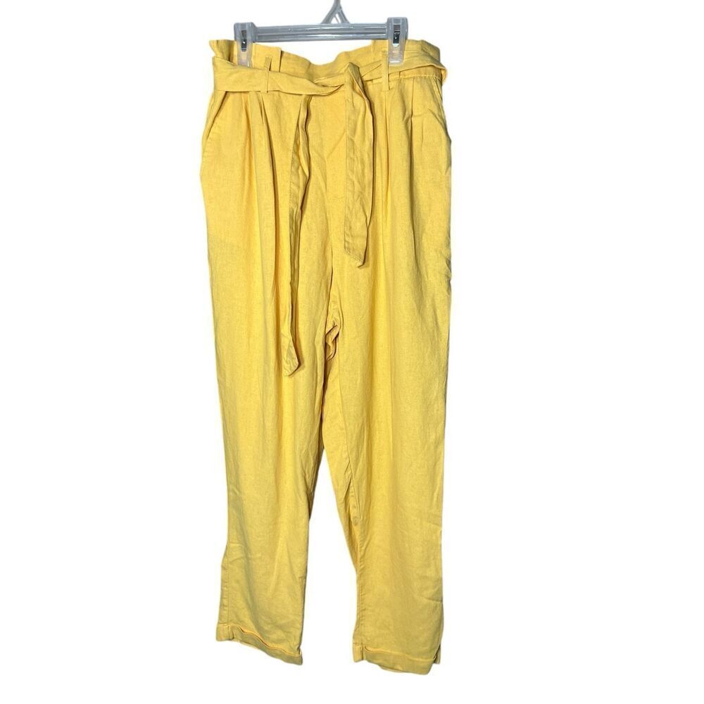 Love Tree Yellow Linen Paperbag Waist pants Size M